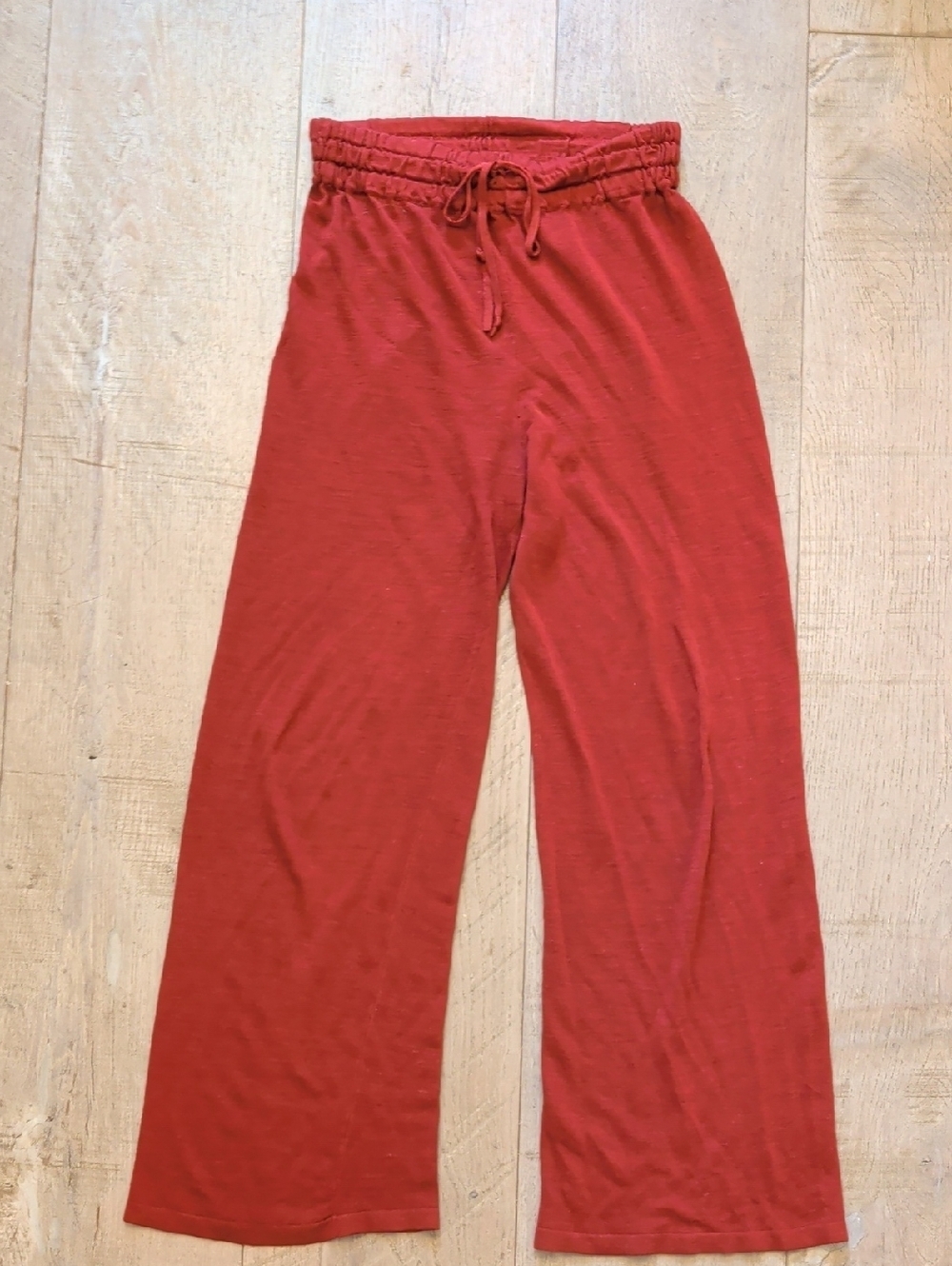 Mango Linen Collection Rust Wide-Leg Drawstring Pants XS